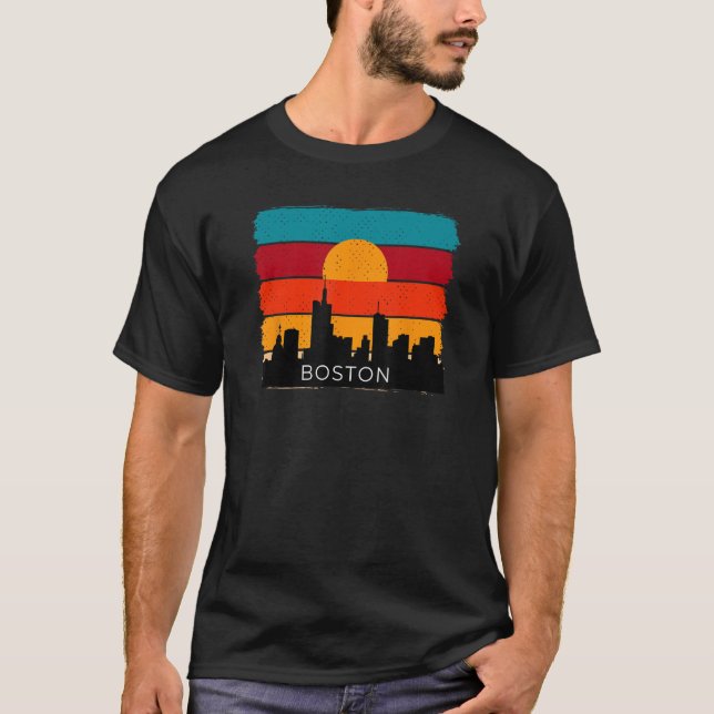 Boston Retro Vintage American USA Distressed T-Shirt (Front)