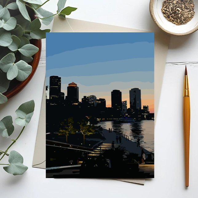Boston Seaport Sunset City Skyline Card (Creator Uploaded)