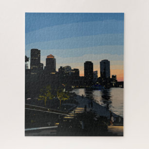 Boston Seaport Sunset City Skyline Jigsaw Puzzle