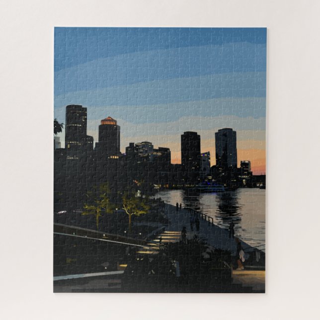 Boston Seaport Sunset City Skyline Jigsaw Puzzle (Vertical)