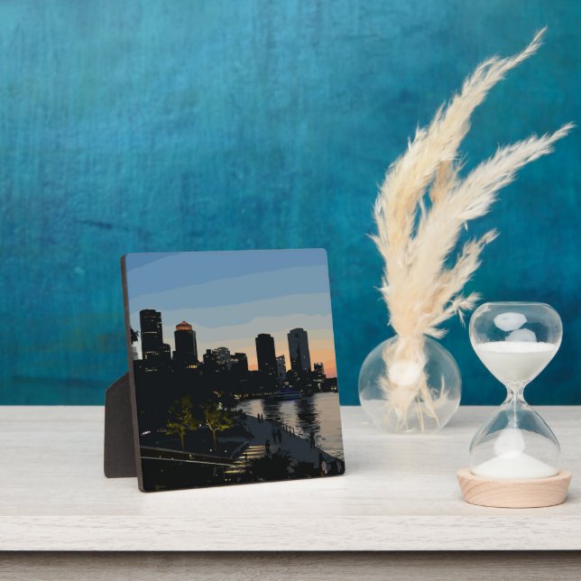 Boston Seaport Sunset City Skyline Plaque (Insitu)