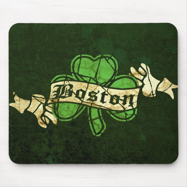 Boston Shamrock Vintage Style Mouse Pad (Front)