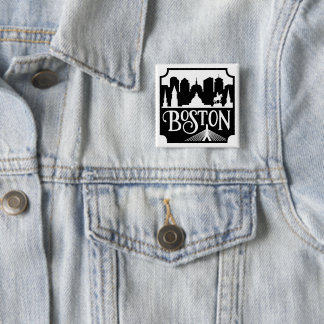 Boston Skyline 2 Inch Square Button