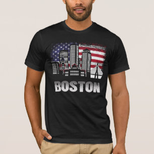 Boston Skyline American Flag T-Shirt