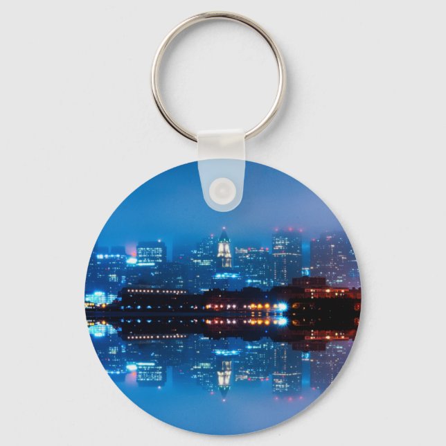 Boston skyline and fog keychain (Front)