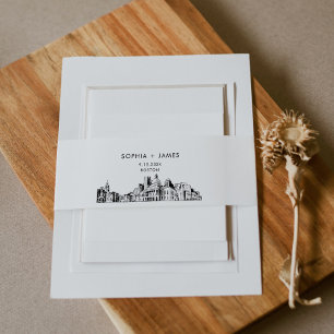 Boston Skyline Belly Band, 2"x11.5" Invitation Belly Band