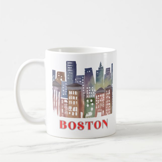 Boston Skyline Canvas Art: Historic Landmarks  Coffee Mug (Left)