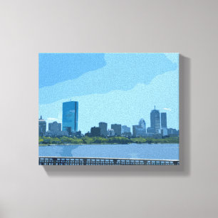 Boston Skyline Charles River Painting Canvas Print