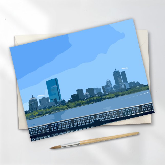 Boston Skyline Charles River Painting Card (Creator Uploaded)