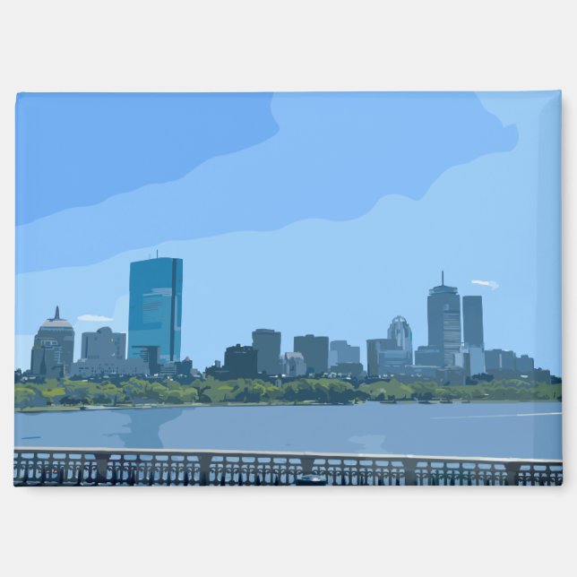 Boston Skyline Charles River Painting Magnet (Front)