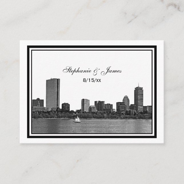 Boston Skyline Etched Framed Escort Cards #2 (Front)