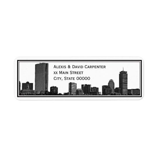 Boston Skyline Etched Framed H Return Address Return Address Label