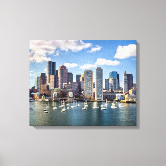 Boston skyline from waterfront canvas print (Front)