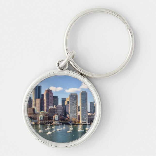 Boston skyline from waterfront keychain (Front)