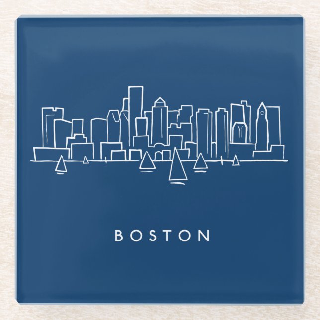 Boston Skyline Glass Coaster (Front)