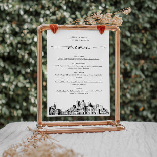 Boston Skyline Mariage Dinner Menu Card 5x7