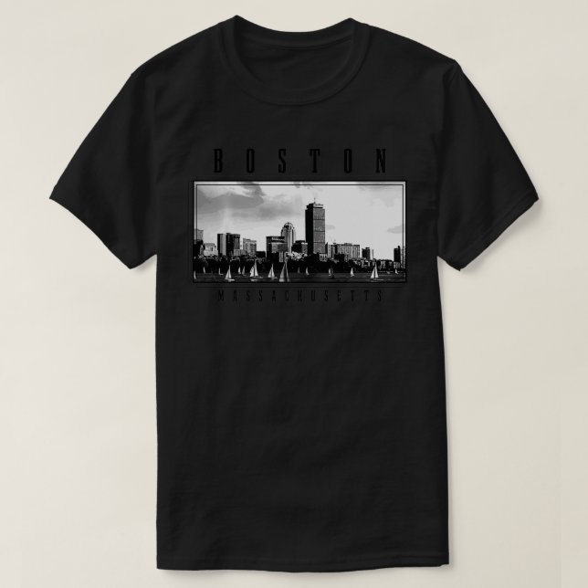 Boston Skyline Massachusetts Pride Vintage Boston  T-Shirt (Design Front)