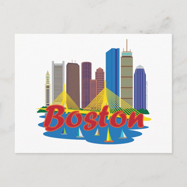 Boston Skyline Postcard (Front)