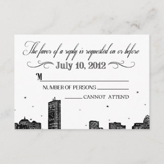 Boston skyline RSVP card