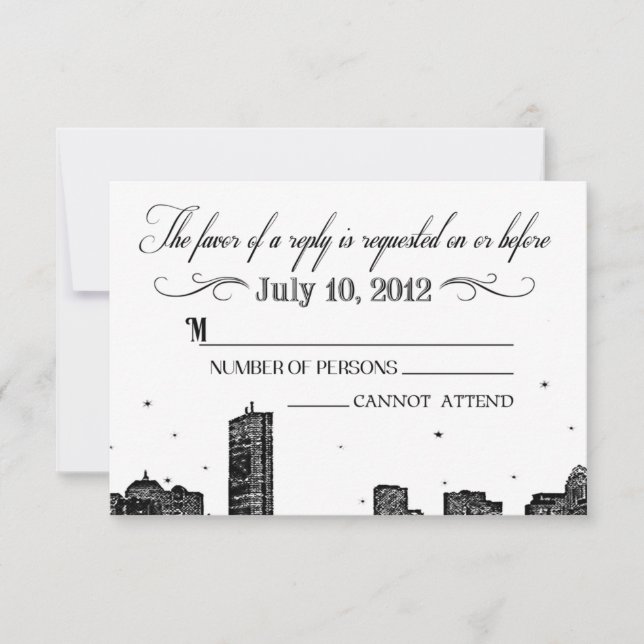 Boston skyline RSVP card (Front)