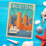 Boston Skyline & Sailboats | Massachusetts Postcard<br><div class="desc">Anderson Design Group is an award-winning illustration and design firm in Nashville,  Tennessee. Founder Joel Anderson directs a team of talented artists to create original poster art that looks like classic vintage advertising prints from the 1920s to the 1960s.</div>