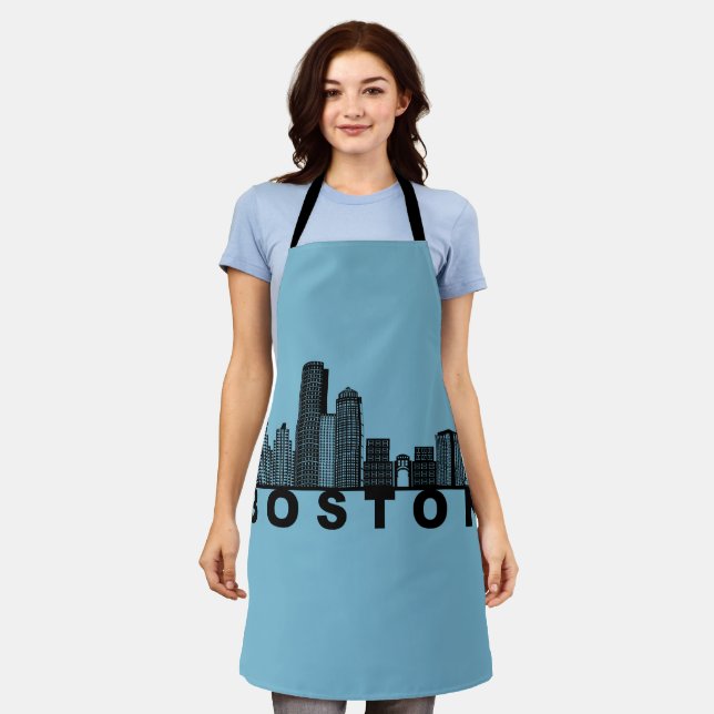 Boston Skyline Silhouette  Apron (Worn)