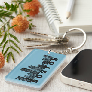 Boston Skyline Silhouette  Keychain