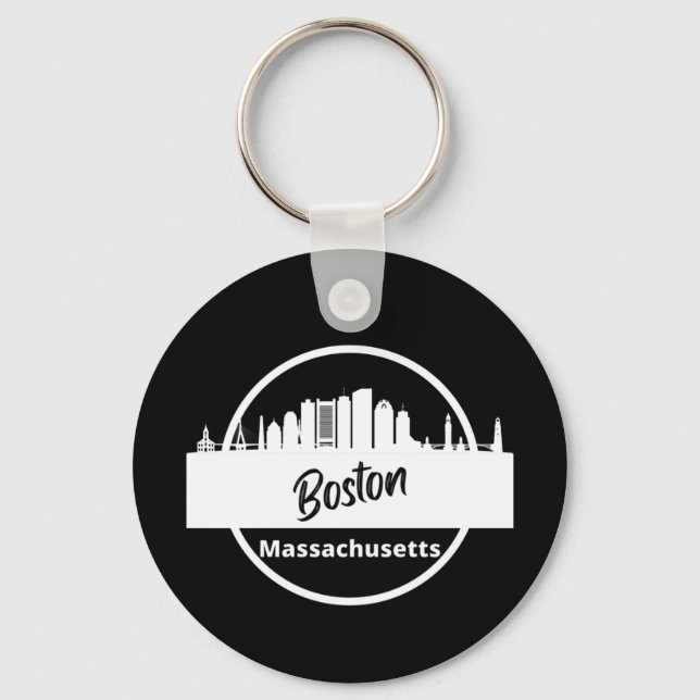 Boston Skyline Silhouette Keychain (Front)