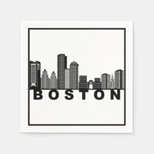 Boston Skyline Silhouette Napkin