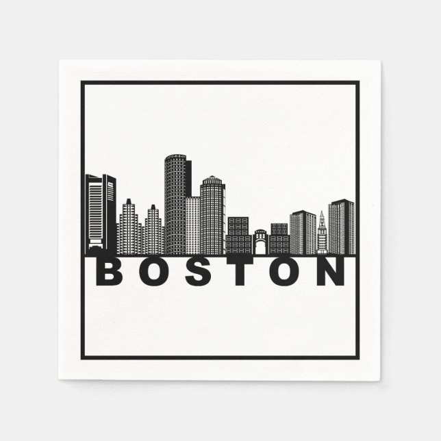 Boston Skyline Silhouette  Napkin (Front)