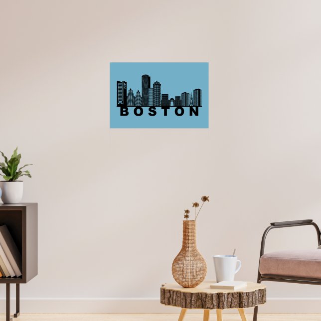 Boston Skyline Silhouette  Poster (Living Room 3)