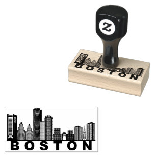 Boston Skyline Silhouette  Rubber Stamp