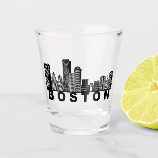 Boston Skyline Silhouette  Shot Glass (Front)