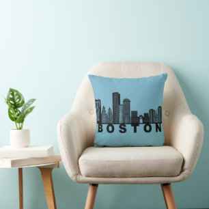 Boston Skyline Silhouette  Throw Pillow