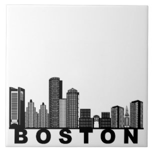 Boston Skyline Silhouette Tile