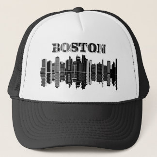 Boston Skyline Typography Trucker Hat