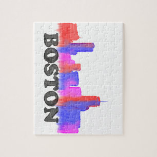 Boston Skyline watercolor Jigsaw Puzzle