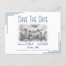 Boston Skyline Wedding Save The Date