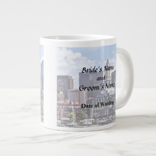 Boston Skyline With Custom House Tower Large Coffee Mug