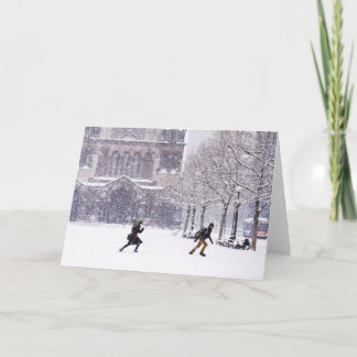 Boston snowball fight greeting card