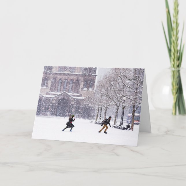 Boston snowball fight greeting card (Front)