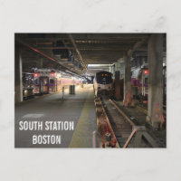 Boston South Station Train Station Postcard