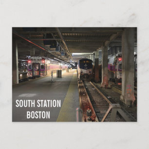 Boston South Station Train Station Postcard