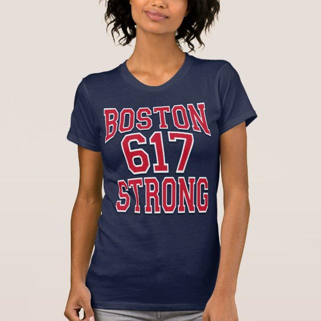 Boston STRONG 617 Typography T-Shirt (Front)