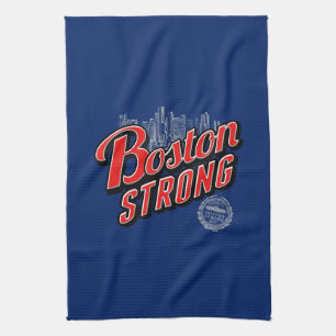 Boston Strong in red and blue decor Kitchen Towel