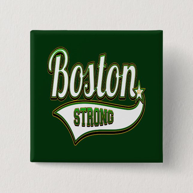 Boston Strong Irish GREEN 2 Inch Square Button (Front)