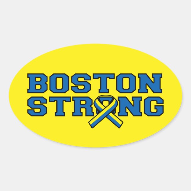 BOSTON STRONG Ribbon graphic Oval Sticker (Front)