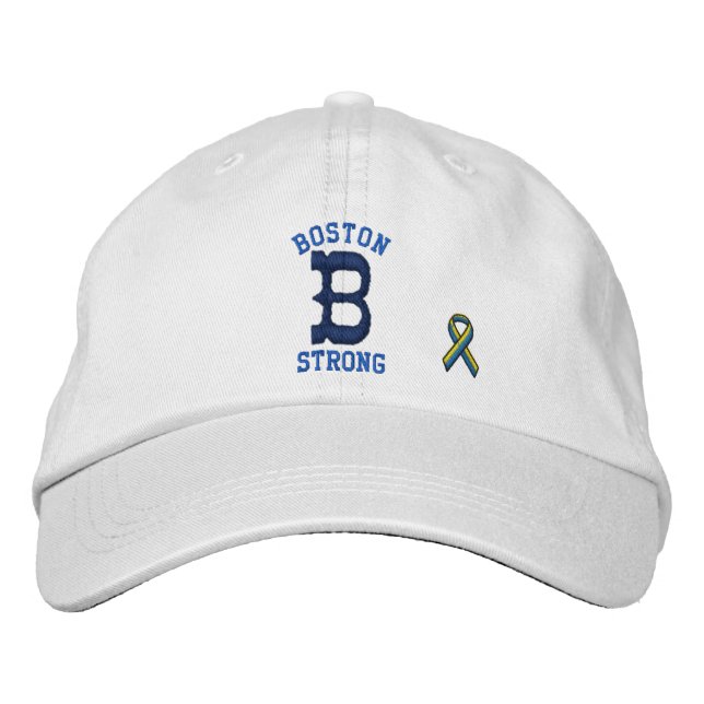 Boston Strong Ribbon Personalizable EDIT TEXT Embroidered Hat (Front)
