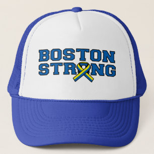 Boston Strong Ribbon Style Graphic Trucker Hat
