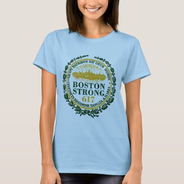 Boston Strong Seal Grunge T-Shirt (Front)
